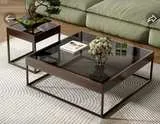 โต๊ะกลางกระจกดำ Walnut